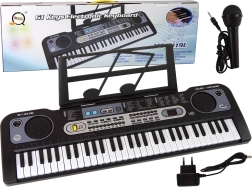 Teclado electrónico infantil con micrófono, negro