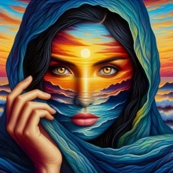 Pintura de diamantes Mujer en el desierto 30x40 cm