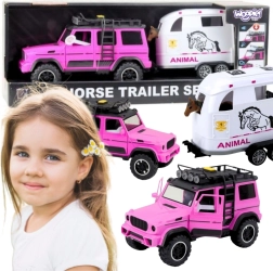SUV todoterreno rosa con remolque y figura de caballo WOOPIE