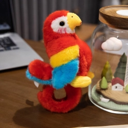 Papagayo de peluche con pulsera de mano rojo