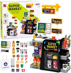 Supermercado infantil con caja registradora, escáner y dispensador de bebidas (65 piezas)