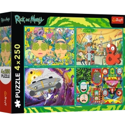 Puzzle 4x250 El mundo retorcido de Rick y Morty de Trefl