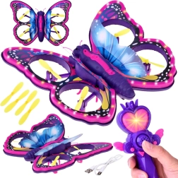 Drone mariposa colorido con LED y varita mágica – Juguete volador RC para niños