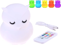 Lámpara nocturna de silicona con forma de búho con mando a distancia RGB