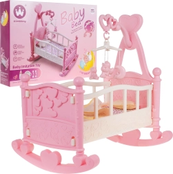 Cuna mecedora para muñecas con accesorios, set de 9 piezas