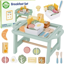 Woopie Green Juego de Desayuno con Bandeja y Accesorios de Madera en Tonos Pastel