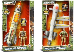 The Corps! set de juego militar con cohete o dron, efectos de luz y sonido