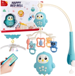 Móvil musical para cuna con lamparita y sonajeros – azul