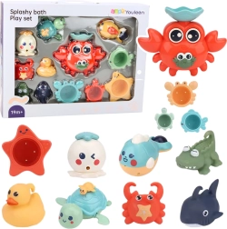 Set de juguetes de baño con animales marinos y cangrejo, 12 piezas
