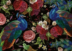 Puzle Jardín secreto: Pavos reales entre rosas 1000 piezas