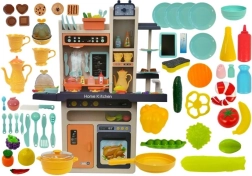 Cocinita infantil con accesorios y alimentos, naranja