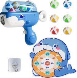 Pistola para globos con velcro y diana Ballena azul