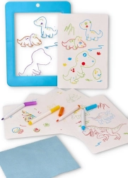 Pizarra de dibujo LED neón para niños con plantillas y rotuladores