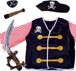 Disfraz infantil de pirata con espada y accesorios