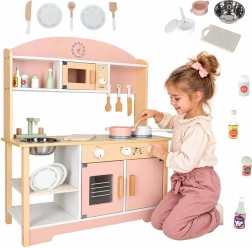 Cocina infantil de madera Modern Classic con accesorios, rosa