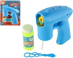 Pistola de pompas azul con recambio, 13 cm