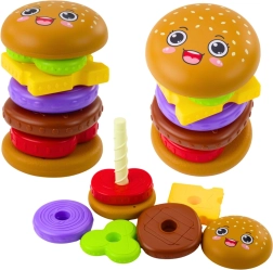 Juego de montaje de hamburguesa para niños, colorido, 7 piezas