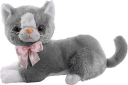 Gato gris de peluche Flico con lazo 34 cm