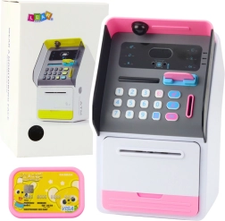 Cajero automático-seguro infantil rosa con código PIN