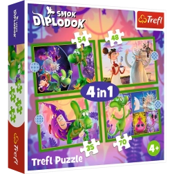Puzzle 4 en 1 Mundo del Dragón Diplodocus