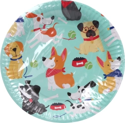 Platos de fiesta con motivo PERRO 23 cm, 6 uds