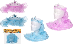 Diadema de carnaval con velo – mezcla de colores