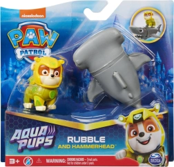 Paw Patrol Aqua Pups figura de Rubble y pez martillo