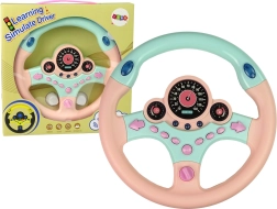 Volante interactivo rosa para niños con sonidos y luces – simulador de conducción