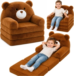 Sillón infantil plegable 2 en 1 osito – marrón