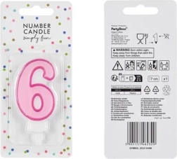 Vela para tarta número 6 rosa