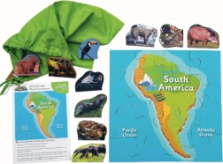 Puzle de madera Sudamérica y sus animales - 16 piezas y 10 animales