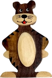 Imán de madera tigre – decoración artesanal para la nevera