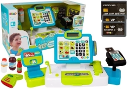 Caja registradora infantil con panel táctil, báscula, escáner y terminal de pago