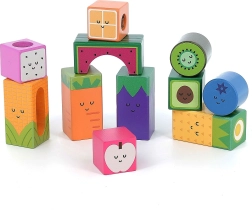 Vilac cubos sonoros de frutas – set sensorial de madera 11 uds