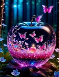 Pintura de diamantes Manzana de vidrio 30x40 cm