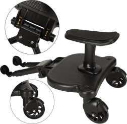 Plataforma universal adicional con asiento para cochecito – negra