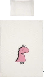 Juego de ropa de cama infantil de 3 piezas para cuna BELISIMA Dino 3D crema‑rosa 100 × 135 cm