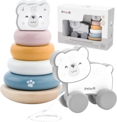 Viga PolarB set de madera oso polar: pirámide y osito de arrastre