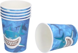 Vasos de papel para fiesta TIBURÓN 250 ml (6 uds)