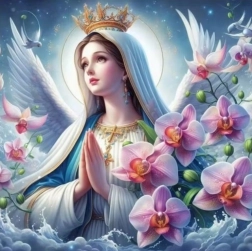Pintura de diamantes Virgen María con alas de ángel 30 × 40 cm