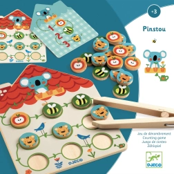 DJECO Pinstou – juego educativo de madera para contar con pinzas