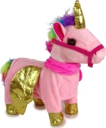 Unicornio interactivo con música y alas doradas