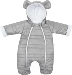 Mono de invierno para bebé con orejitas NEW BABY Pumi, gris, talla 68 (4–6 meses)