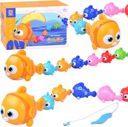 Familia interactiva de peces con caña magnética y pez grande móvil con luz