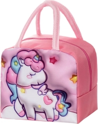 Bolsa térmica para merienda con unicornio, rosa, 23 cm