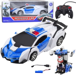 Coche policial-robot 2 en 1 por control remoto 1:18