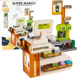 Caja registradora con cafetería para niños con luces y sonidos, 70 piezas