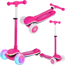 Patinete infantil de equilibrio de tres ruedas con luces LED y música Scooter – Rosa