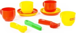 Juego de vajilla infantil para 4 personas con bandeja en bolsa de malla