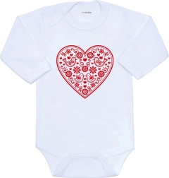 Body infantil con motivo folclórico corazón rojo NEW BABY